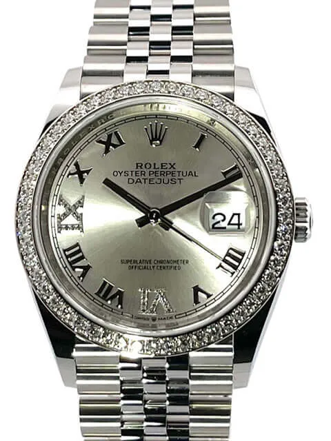 Rolex Datejust 36 Weißgold Diamant 126284RBR Silber R Diamant Jubile-Band