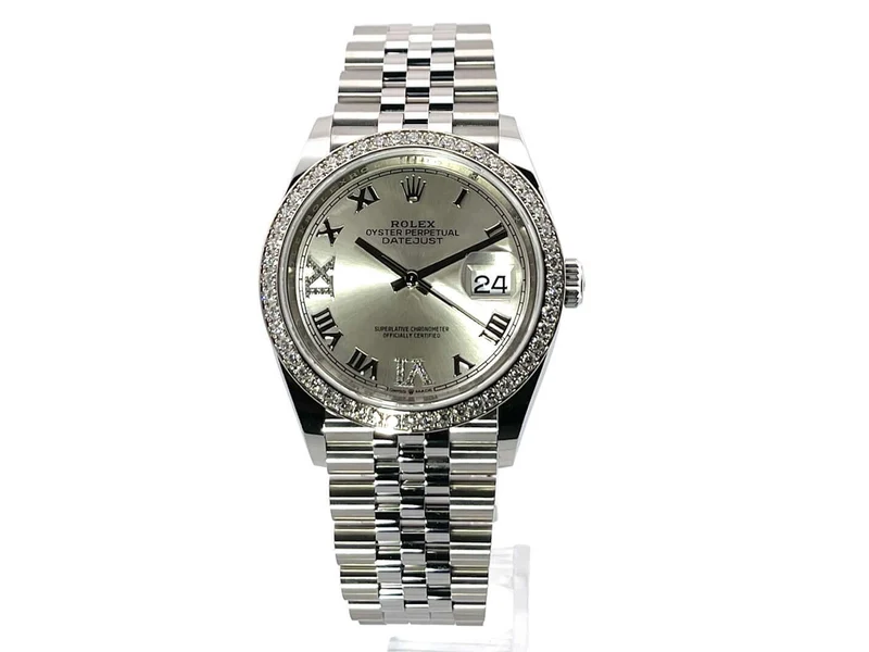Rolex Datejust 36 Weißgold Diamant 126284RBR Silber R Diamant Jubile-Band