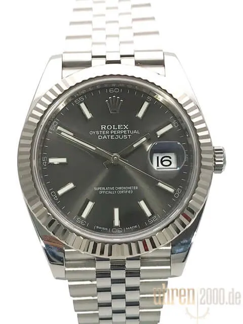 Rolex Datejust 41 Edelstahl Weißgold 126334 Rhodium Jubile-Band aus 2018