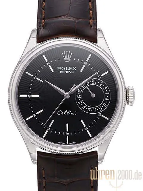 Rolex Cellini Date 50519 Schwarz Leder Braun