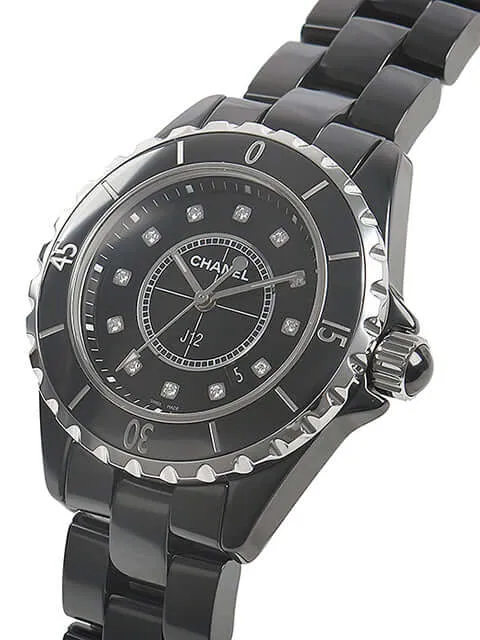 Chanel J12 Schwarz 33 Diamant H1625