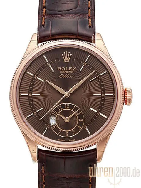Rolex Cellini Dual Time 50525 Choco Leder Braun