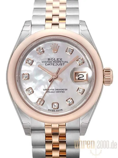 Rolex Datejust 28 279161 Edelstahl Everose‑Gold Perlmutt Diamant Jubile-Band