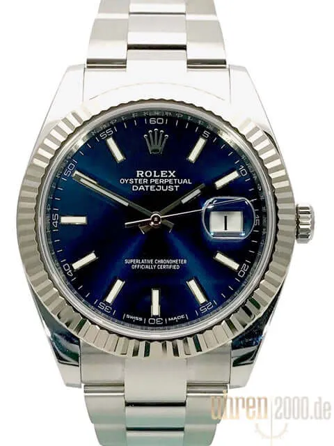 Rolex Datejust 41 Edelstahl Weißgold 126334 Blau ungetragen aus 2018