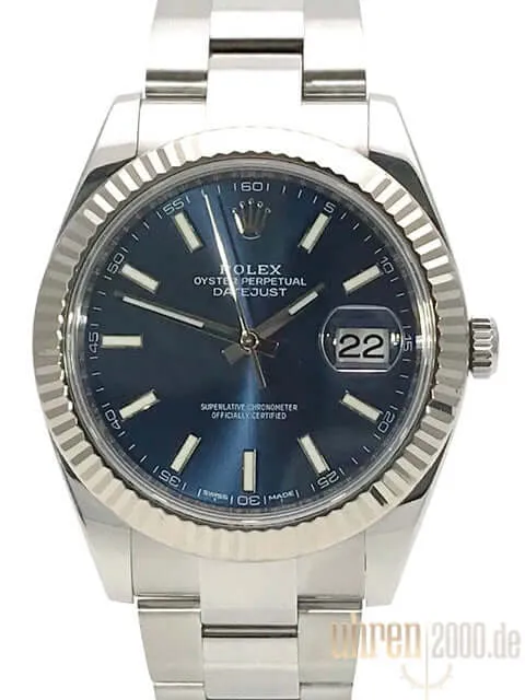 Rolex Datejust 41 Edelstahl Weißgold 126334 Blau aus 2017