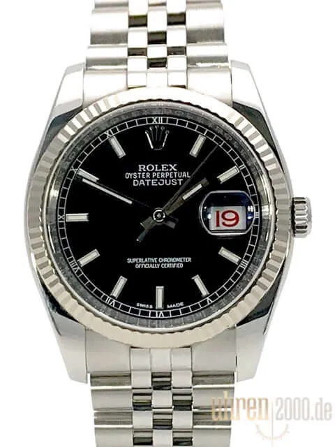 Rolex Datejust 36 116234 Schwarz Jubile-Band ungetragen aus 2018