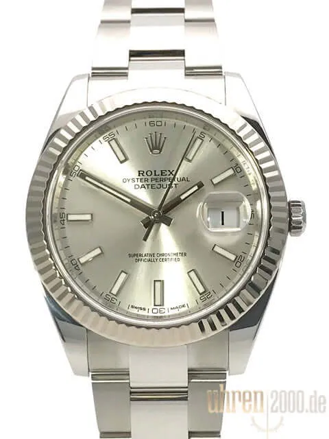 Rolex Datejust 41 Edelstahl Weißgold 126334 Silber aus 2018 LC100