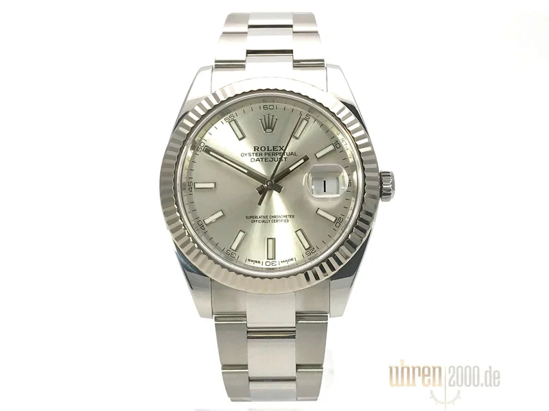 Rolex Datejust 41 Edelstahl Weißgold 126334 Silber aus 2018 LC100