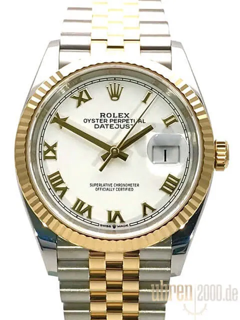 Rolex Datejust 36 126233 Weiß Römisch Jubile-Band aus 2019 LC100
