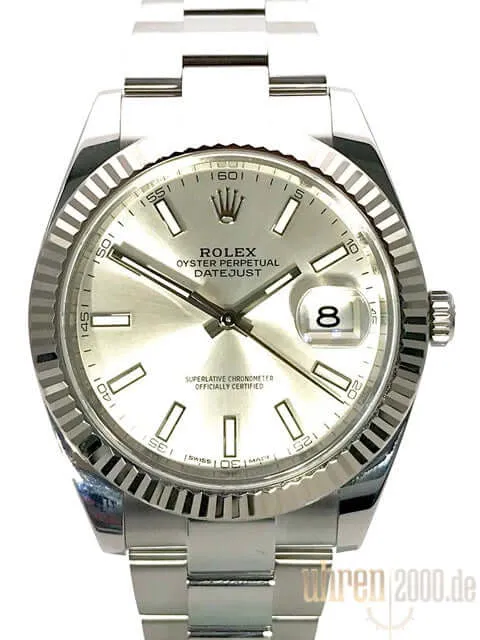 Rolex Datejust 41 Edelstahl Weißgold 126334 Silber LC100 aus 2017