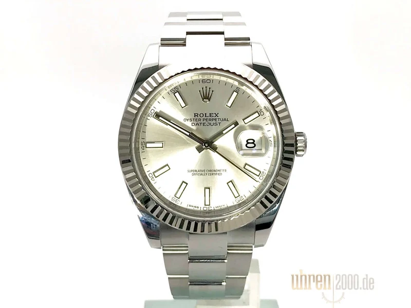 Rolex Datejust 41 Edelstahl Weißgold 126334 Silber LC100 aus 2017