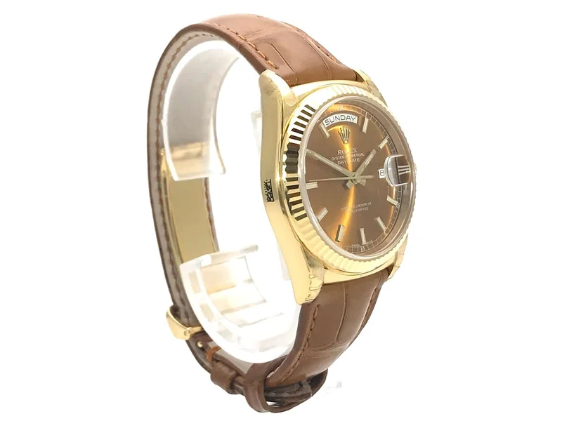 Rolex Day-Date 36 Gelbgold 118138 Leder Cognac ungetragen