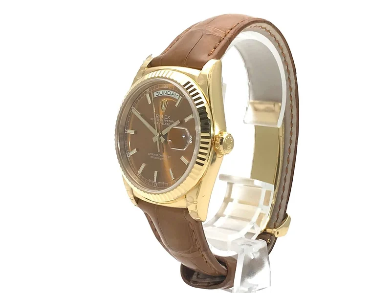 Rolex Day-Date 36 Gelbgold 118138 Leder Cognac ungetragen