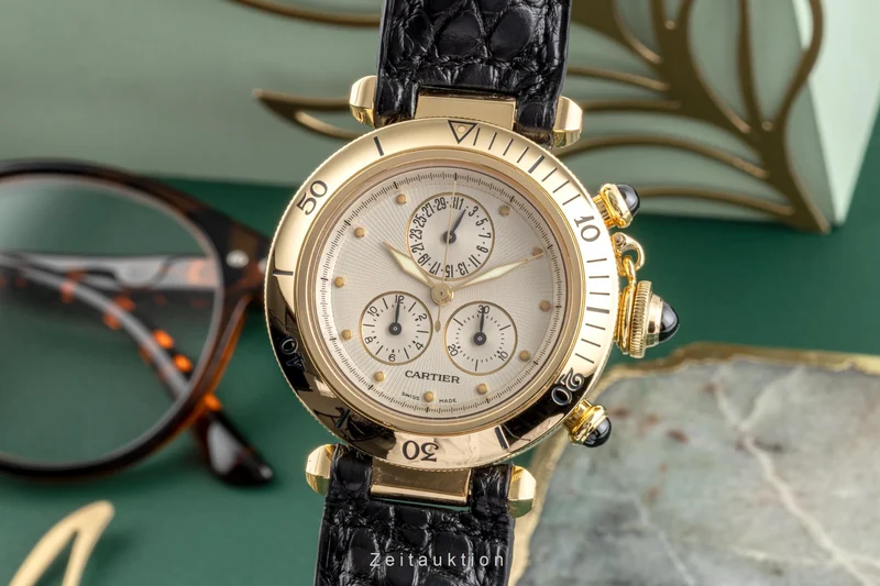 Cartier Pasha chronograph 18 ct gold quartz men's watch 1353 [2207688]