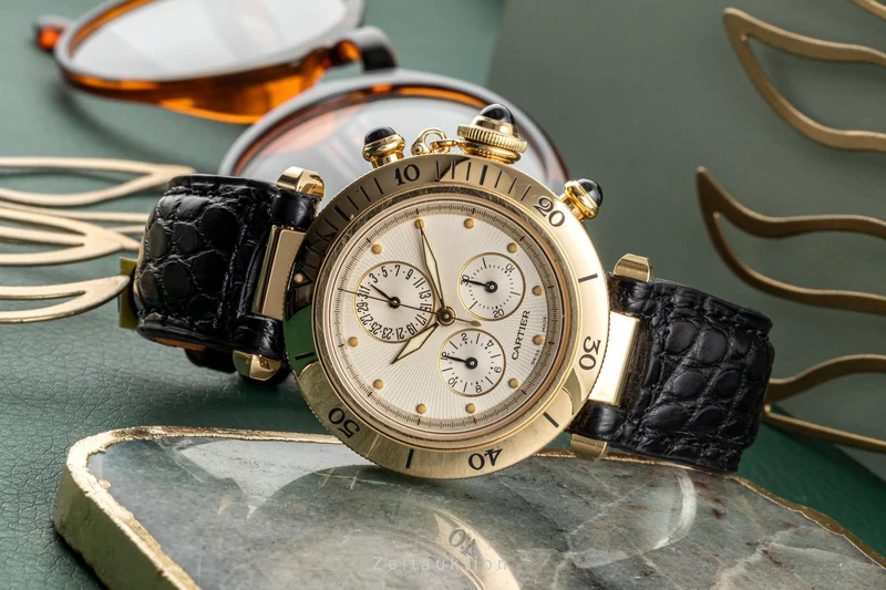 Cartier Pasha chronograph 18 ct gold quartz men's watch 1353 [2207688]