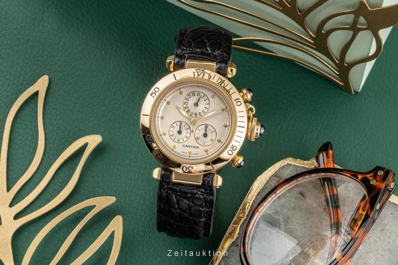 Cartier Pasha chronograph 18 ct gold quartz men's watch 1353 [2207688]