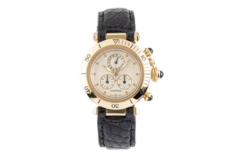Cartier Pasha chronograph 18 ct gold quartz men's watch 1353 [2207688]