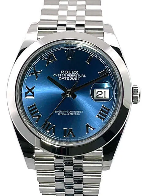 Rolex Datejust 41 Oystersteel 126300 Blau Römisch Jubile-Band