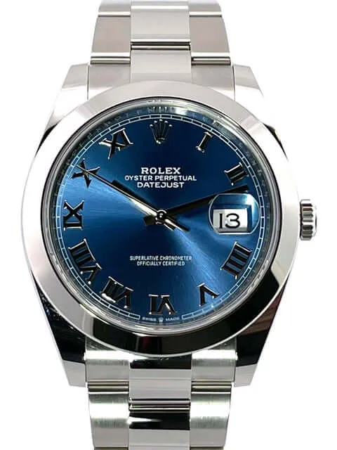 Rolex Datejust 41 Oystersteel 126300 Blau Römisch