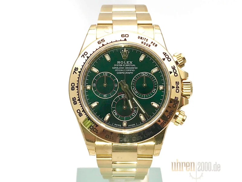 Rolex Cosmograph Daytona Gelbgold 116508 Grün ungetragen aus 2017 LC100